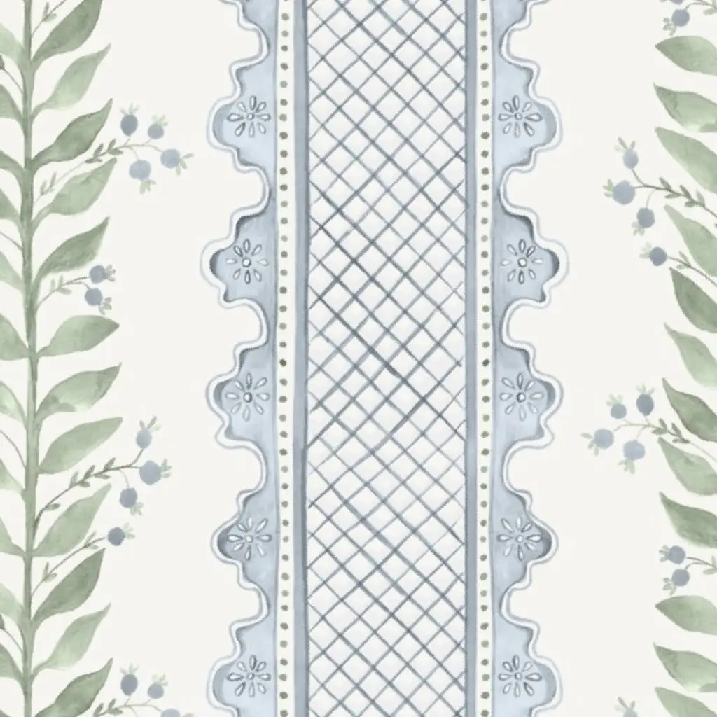 Celia Quiet Blue on Cream Wallpaper by danika_herrick