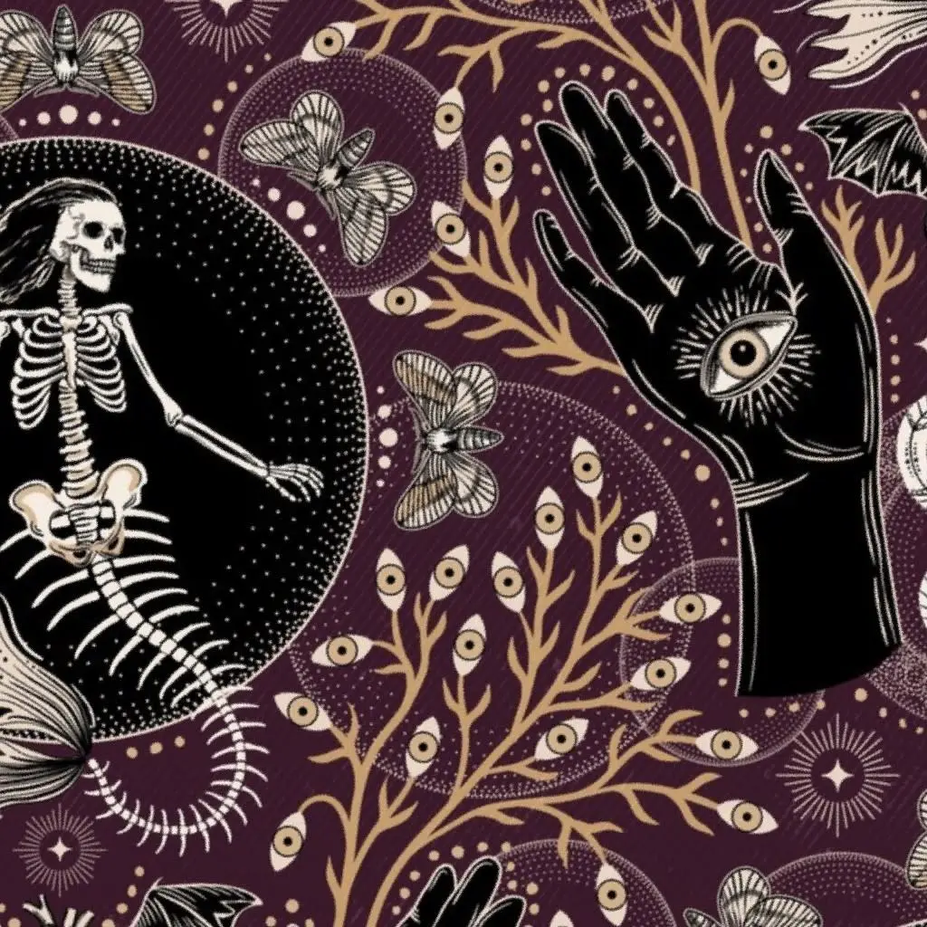 Phantasmagoria - Mermaid skeleton Peel and Stick Wallpaper by misentangledvision