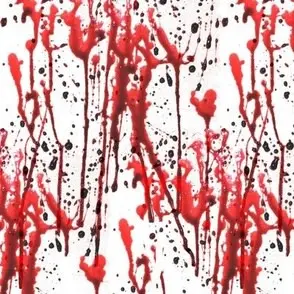 Blood splatter design on white