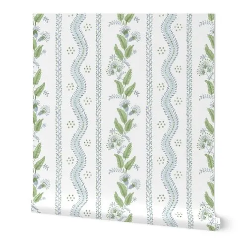 Soft Blue and greens on white Wallpaper: Peel and Stick