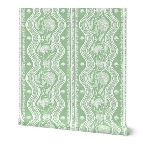 Grandmillennial Border (Green) Wallpaper: Peel and Stick