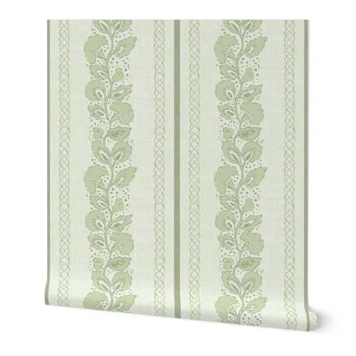 twisted floral vine stripe // sage green Wallpaper: Peel and Stick