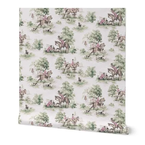 Muted Tally Ho Smaller Scale Wallpaper: Peel and Stick