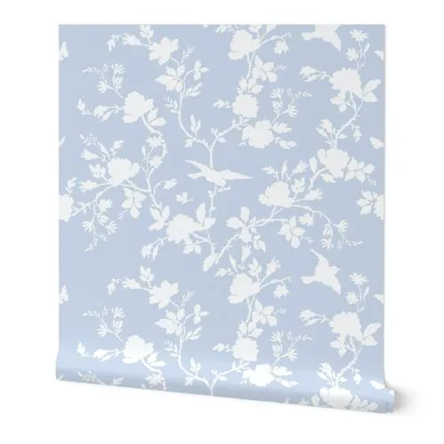 AMES Chinoiserie Silhouette in blueberry Wallpaper: Peel and Stick