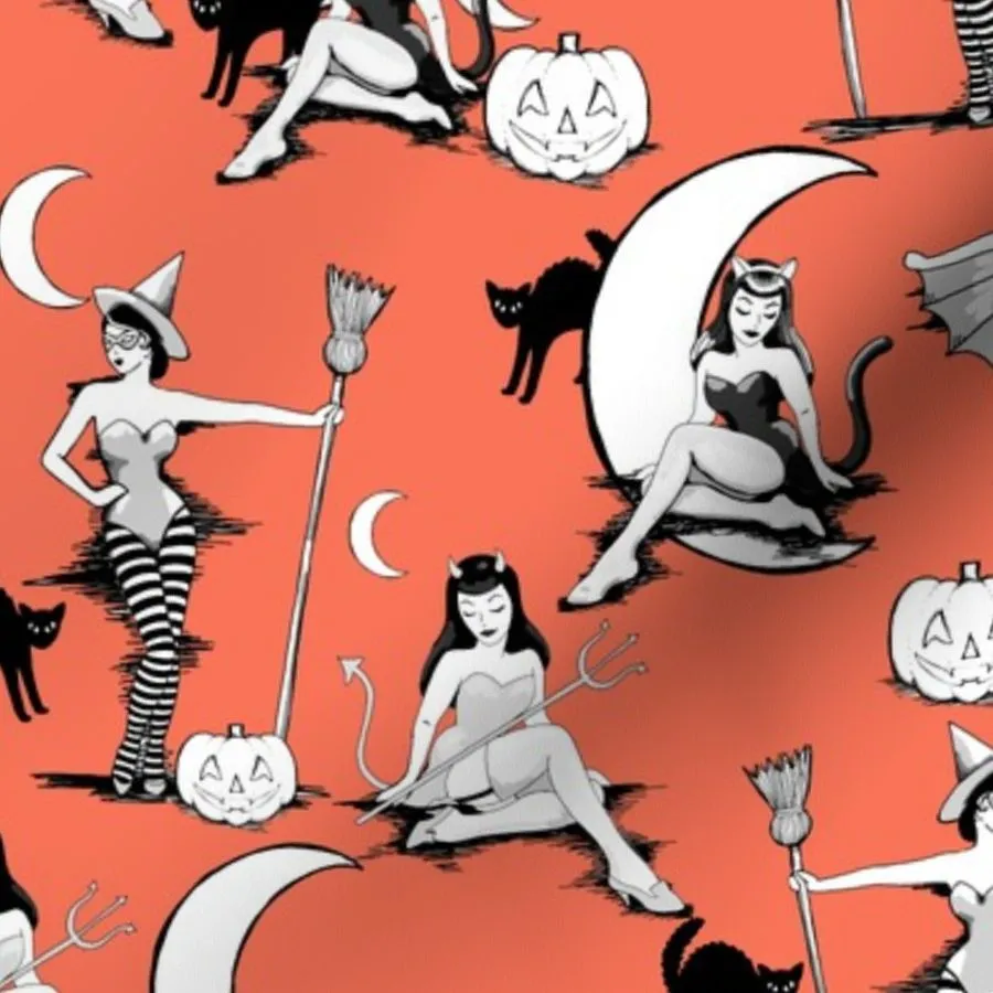 Vintage Halloween Pinups Fabric