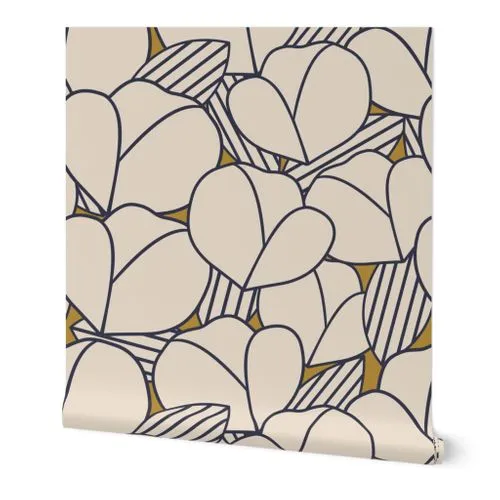 Roarin' Florals Ginger/Navy 4x4 Wallpaper: Peel and Stick