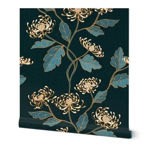 Chrysanthemum Nouveau Wallpaper: Peel and Stick