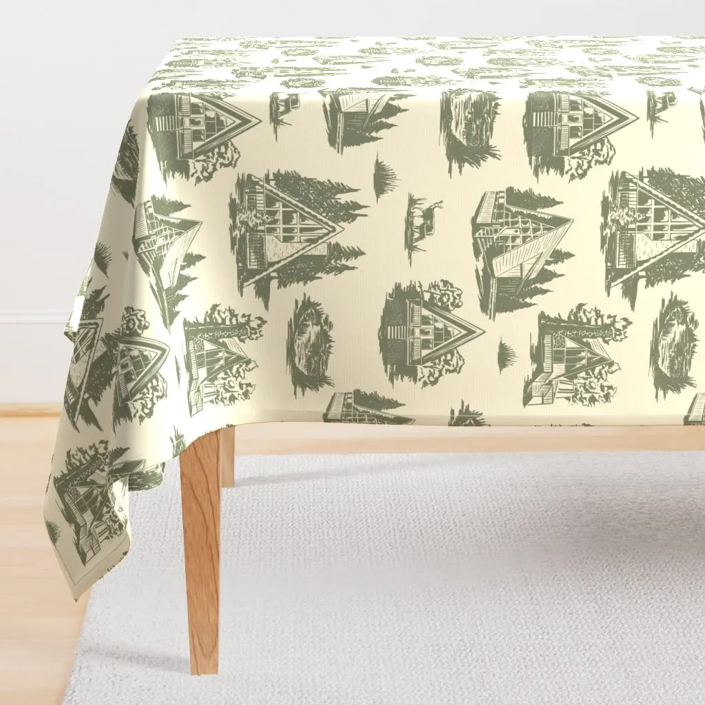 A-frame cabin toile rectangular tablecloth