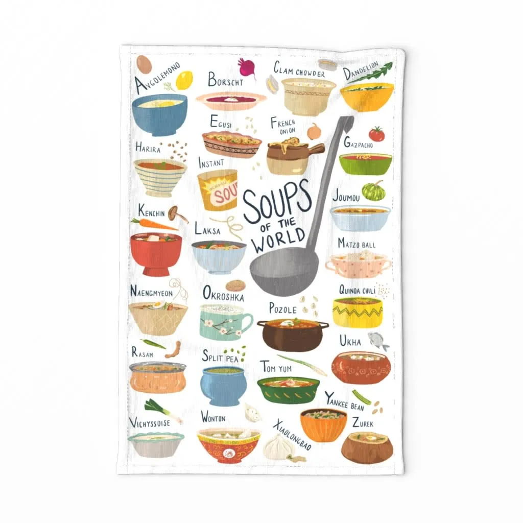 Soups of the world tea towel