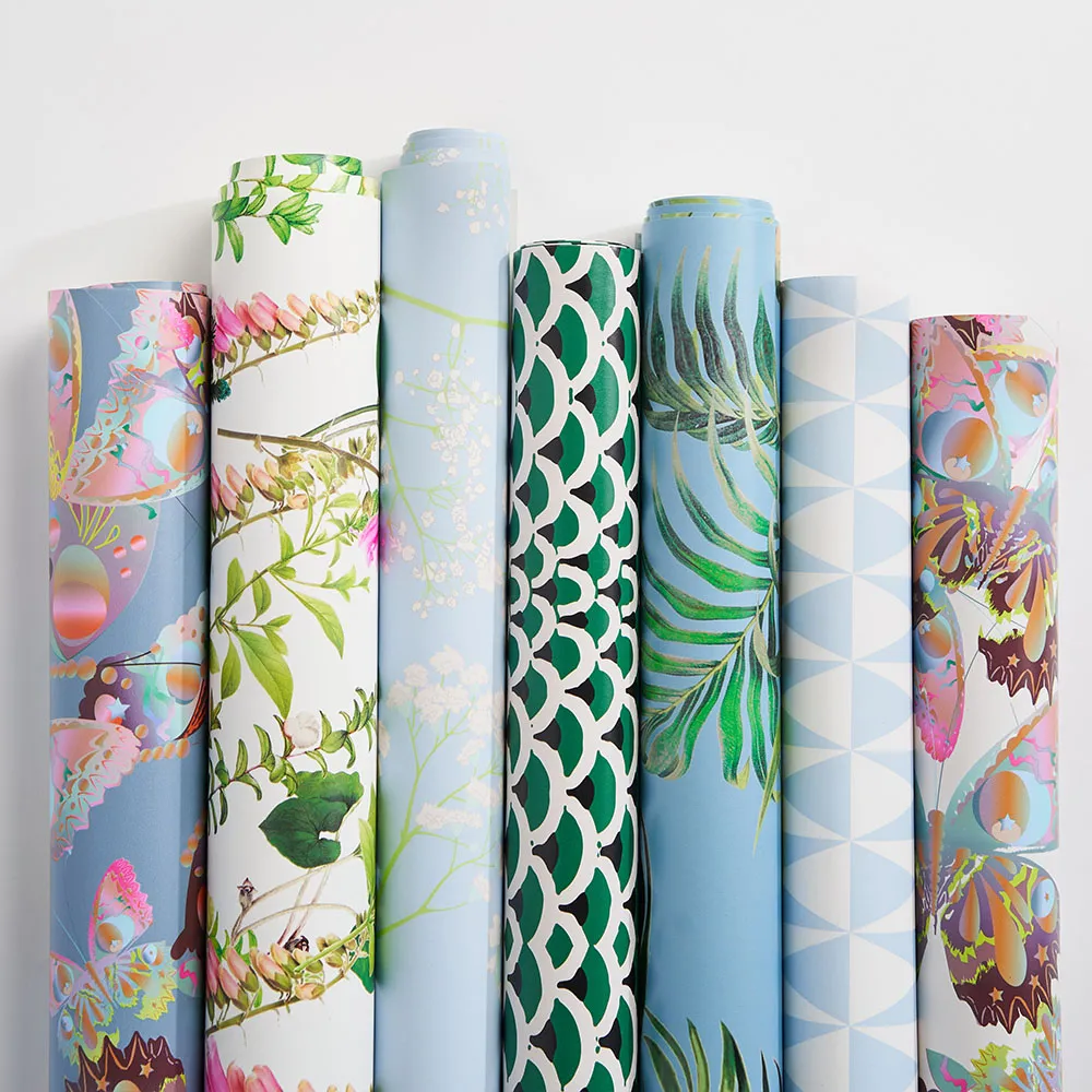 Cynthia Rowley's wallpaper rolls.