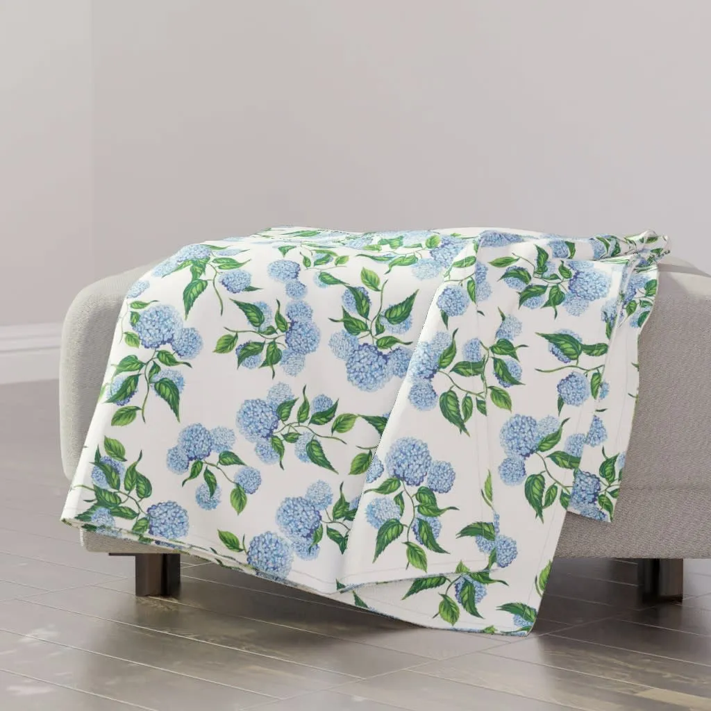 Blue hydrangea throw blanket