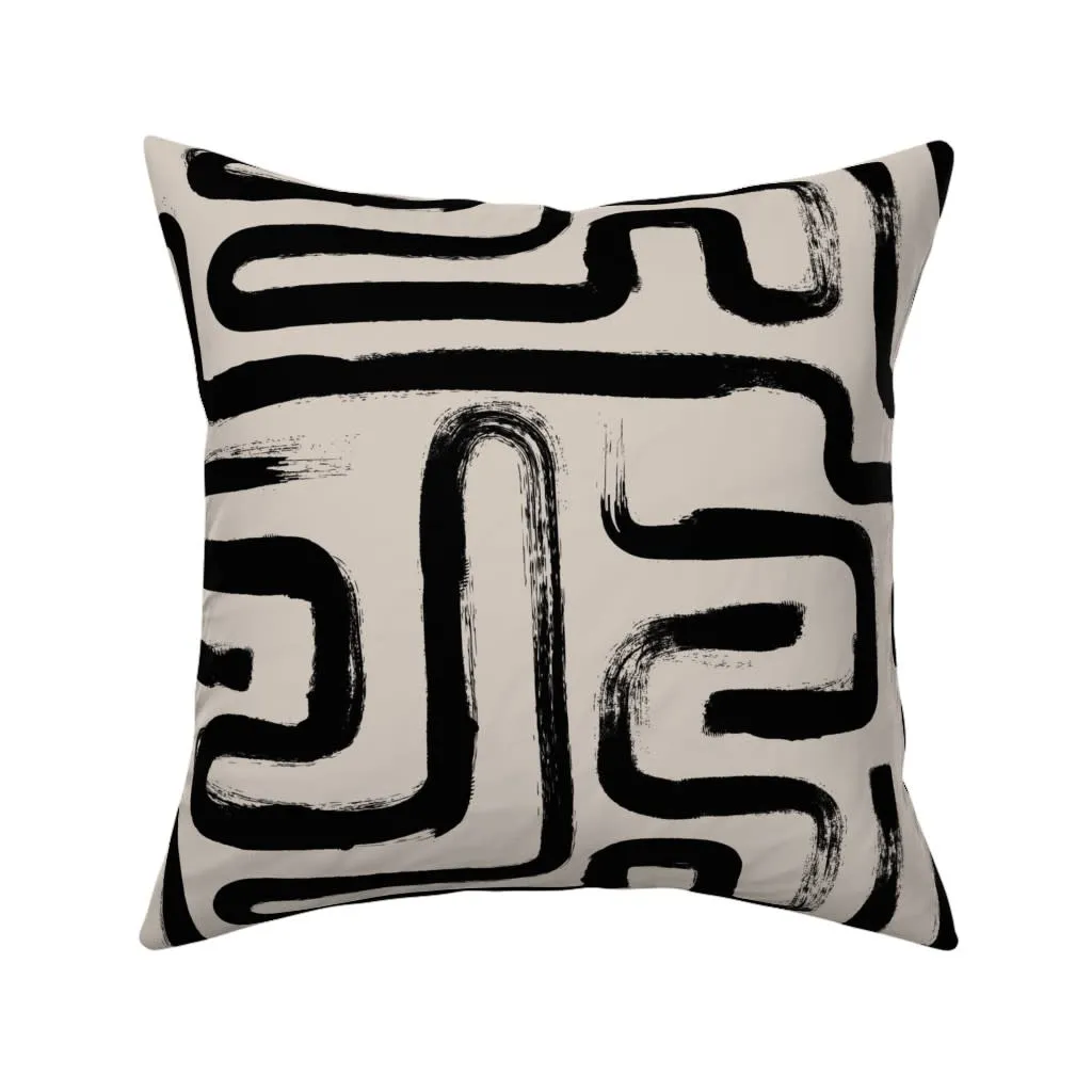 Black and cream line square throw pillows