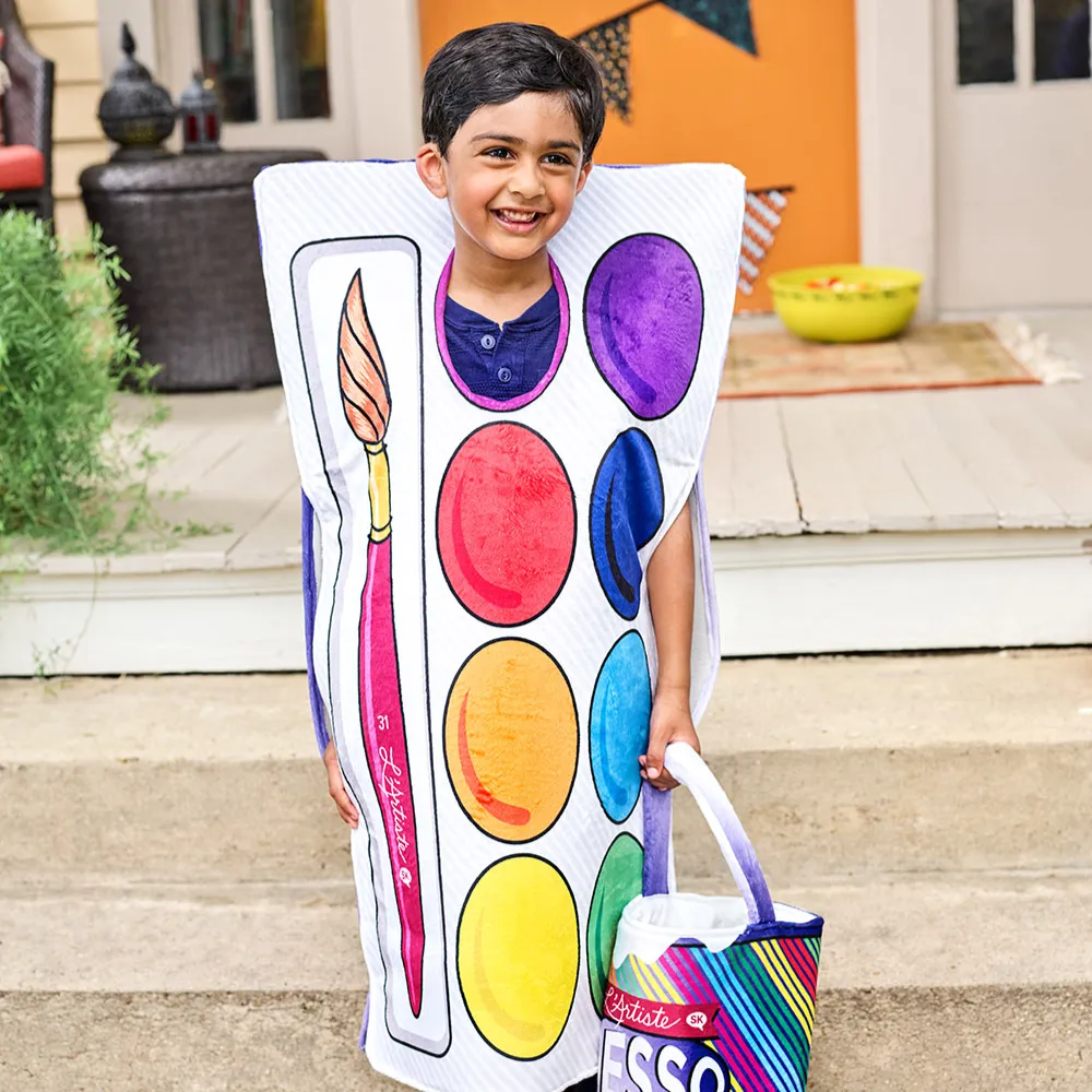 Child wearing paint palette costume